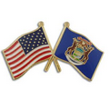 Michigan & USA Crossed Flag Pin